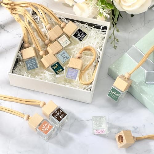 Wood Air Freshener with Thank You Cards, Essential Oil Diffuser, Customer Service Week for Teacher Coworker Staff Team Havawish 10 Pcs Car Diffuser Ornament Employee Appreciation Gift Bulk B0D1K9WQ1B