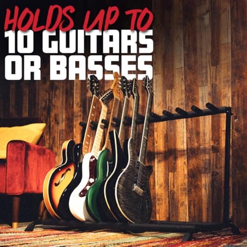 Rok-It Gator Multi Guitar Stand Rack with Folding Design, Holds up to 10 Electric or Acoustic Guitars (RI-GTR-RACK10)