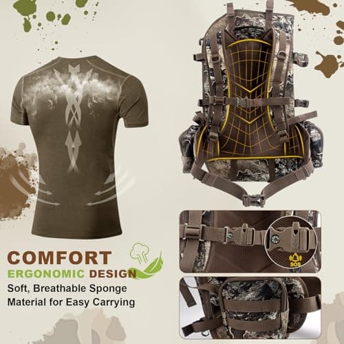 Hunting Backpacks for Men,Saddle Hunting Bag with Bow Holder, Large Compound Bow Hunting Backpack & Duffle Bags