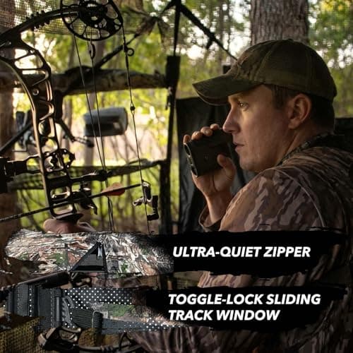 Hunting Blind 360 See Through Ground Blind for Turkey & Deer Hunting, 2-3 Person Pop Up Camouflage Tent