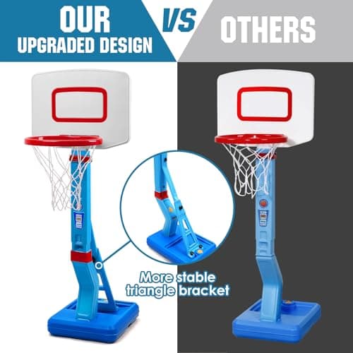 SUPER JOY Toddler Basketball Hoop - Height Adjustable Kids Hoop for Indoor & Outdoor Play - Portable Mini Basketball Goal for Poolside- Game Sport Toy for Boys & Girls Age 1 2 3 4 5