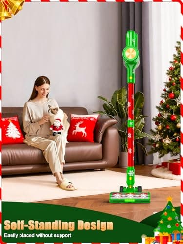 Cordless Vacuum Cleaner, 46Kpa//500W/55Mins Vacuum Cleaners for Home, Self-Standing Stick Vacuum, LED Display & Anti-Tangle, Lightweight Rechargeable Vacuum for Carpet, Floor