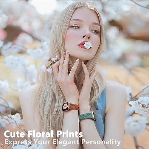 SNBLK 6 Pack Floral Engraved Bands Compatible with Apple Watch Bands 40mm 41mm 42mm 38mm 44mm 45mm 46mm 49mm Women Men, Silicone Flower Pattern Strap for iWatch Series 11 10 Se Ultra 9 8 7 6 5 4 3 2 1