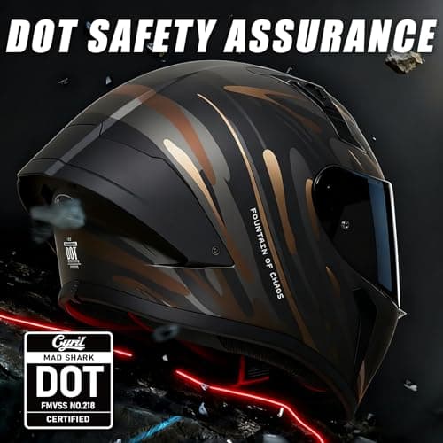 CYRIL Full Face Motorcycle Helmet DOT Approved for Adults Men Women, Motorbike Street Bike Racing Helmet with Tinted & Extra Clear Tool-Free Swappable Visors, Includes Storage Bag