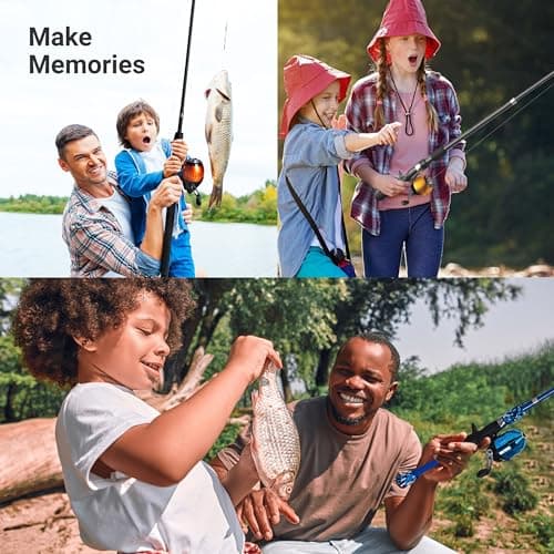 Lanaak Kids Fishing Pole, Kids Portable Telescopic Fishing Rod Set, Tackle Box and Fishing Net Combo Kit, Kids Fishing Gear for Boys and Girls Age 5-10 and Youth