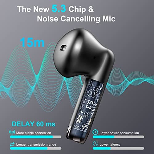 Wireless Earbuds, Bluetooth 5.4 Earbuds Stereo Bass, Bluetooth Headphones in Ear Noise Cancelling Mic, Earphones IP7 Waterproof Sports, 32H Playtime USB C Mini Charging Case Ear Buds for Android iOS