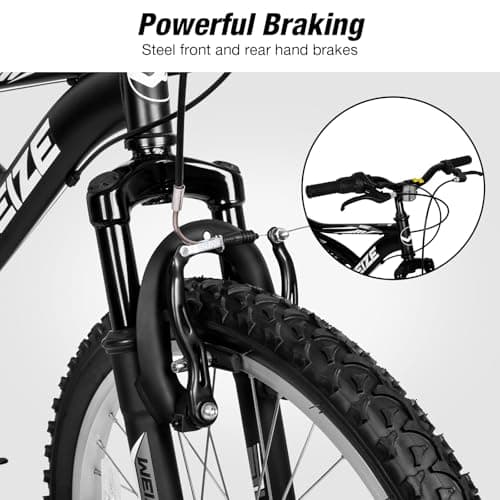 WEIZE Kids Mountain Bike, 20 24 inch Kids' Bicycles for 6-14 Years Old Boys Girls with Dual Full Suspension, 6 Speeds Drivetrain, High-Carbon Steel Frame, Ideal for Young Riders and Adventurers