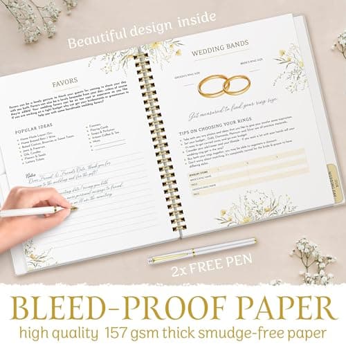 All-In-One Wedding Planner Book | Wedding Planning Organizer, Bridal Planner & Vow Books Set | Wedding Countdown Calendar | Bride Planner | Wedding Gift
