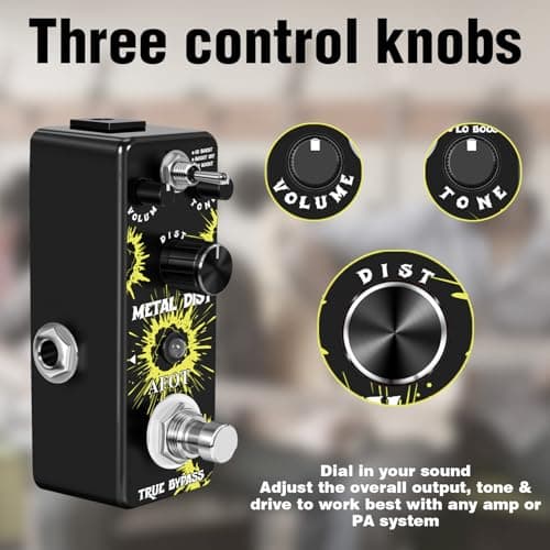 AFOT Vintage Distortion Pedal, Metal Distortion Pedal 3 Working Modes, Warm Smooth Wide Range of Vintage Distortion Sound, Mini Effect Pedal True Bypass