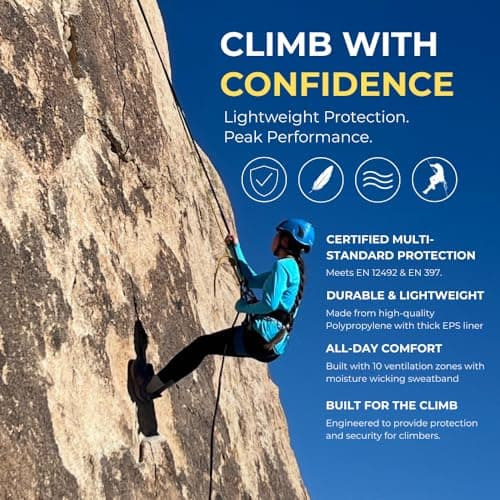 Land Helmets ClimbPro Helmet EN 12492 Vented for Rock Climbing – Durable, Lightweight Shell, Adjustable Chin Strap, Perfect for Outdoor Adventure with Universal Accessory Slots