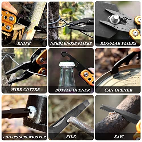 Gifts for Dad Husband Boyfriend Gifts for Him Unique Birthday Gifts for Men RoverTac 14 in 1 Multitool Pocket Knife Pliers Screwdrivers Saw Bottle Opener Perfect for Camping Survival Hiking Repairs B07Z8YGC12