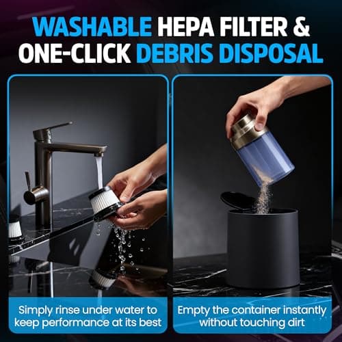 Handheld Car Vacuum Cleaner, Dual Suction 7.5K & 12k Pa, Portable Mini | Blower, Inflator, Deflator and Dustbuster for Car, Home, Kitchen & Office | Black Color