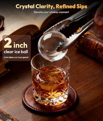 2" Ice Ball Maker - 4 Ice Spheres in 35min, 144pcs/Day, Sphere Ice Maker with Automatic Water Fill, LED Quiet Panel, Self-Cleaning Clear Ice Maker for Cocktails Whiskey Bourborn, Bar, Home