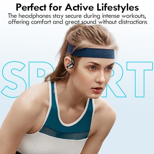 kurdene Wireless Earbuds Bluetooth Headphones Sport,Over Ear Buds with Deep Bass Sound,60Hrs Playtime Earphones Redesigned Comfort Fit with Earhooks for Running,Meeting,Workout-Black