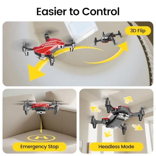DEERC D20 Mini Drone for Kids with 720P HD FPV Camera Remote Control Toys Gifts for Boys Girls with Altitude Hold, Headless Mode, One Key Start Speed Adjustment, 3D Flips 2 Batteries, Red