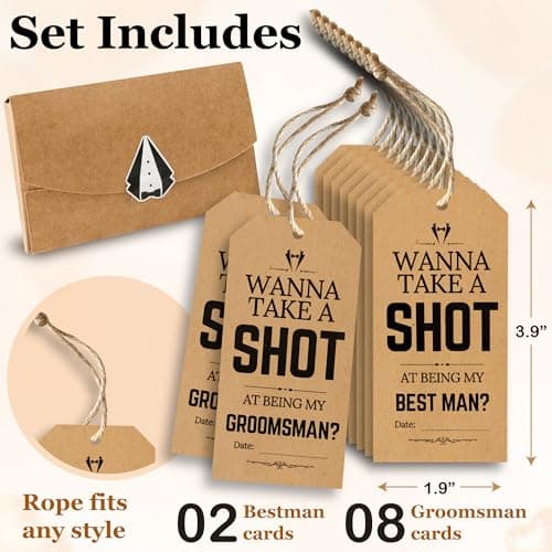 wedding groomsmen gifts, take shot tags Groomsmen Proposal Gift, 8 Will You Be My Groomsman Cards, 2 Best Man Card B0D6GL9WCH