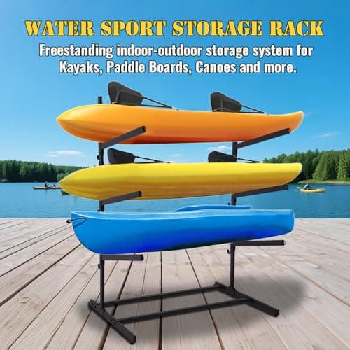 Kayak Storage Rack, Heavy Duty Kayak Racks for Garage and Outdoor Storage, Storage Rack for Kayak, Canoe, Surfboard & Paddleboard-3 Levels