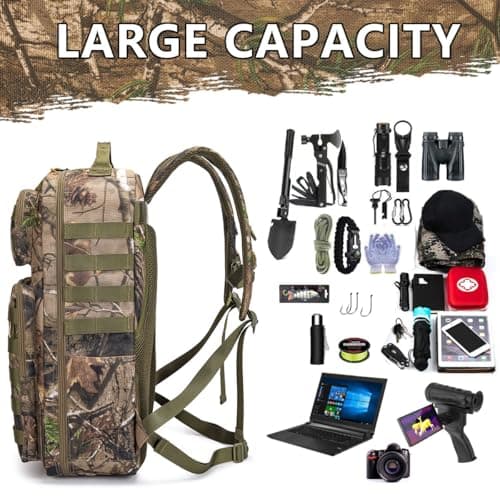 Tactical Camo Backpack for Men Women Waterproof Durable MOLLE Backpack Camping Hunting Emergency Preparedness