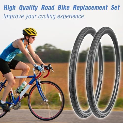 2-Pack 700x28/32/35c Road Bike Tire Set, Foldable Tires with Presta Valve FV48 Inner Tubes and Tires Lever,Suitable for Road Bikes、City Bikes、Touring Bicycle Bike