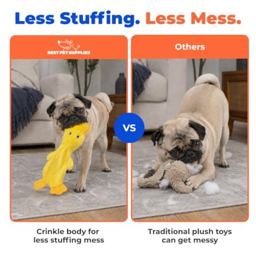 Best Pet Supplies Crinkle Dog Toy for Small, Medium, and Large Breeds, Cute No Stuffing Duck with Soft Squeaker, Fun for Indoor Puppies and Senior Pups, Plush No Mess Chew and Play - Yellow