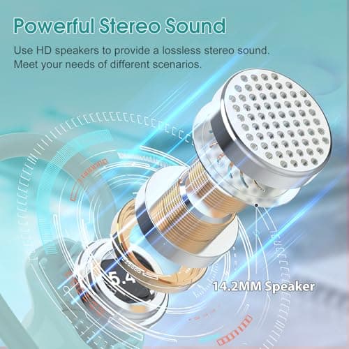 Wireless Earbuds, Headphones Sport Bluetooth 5.4, Over Ear Buds with ENC Noise Canceling Mic, Deep Bass Stereo Earphones with Hook, 50H, LED Display, IP7 Ear Buds for Workout Running, Light Green