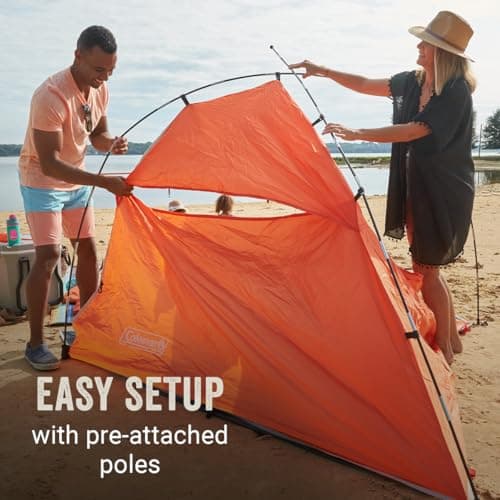 Coleman Skyshade Large Portable Sun Shelter, Easy Setup with Pre-Attached Poles, Canopy Provides Cover from Sand & Sun, Great for Beach, Park, Tailgating, Camping, Backyard & More