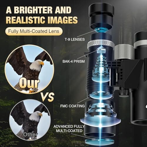 12x42 HD Binoculars for Adults with Phone Adapter, Tripod & Tripod Adapter - BAK4 Prism, FMC Lens, Waterproof & Fogproof, High Powered Scope for Bird Watching, Hunting, Hiking, Travel