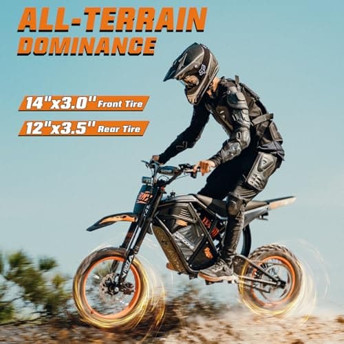 Windone RM7 Electric Dirt Bike for Teens & Adults, 2200W Peak Ebike, 48V 22.5Ah, 37MPH & 45-Mile Electric Motorcycle, 14"/12" Off-Road Tire E-Bike, Dual Hydraulic Brakes, Full Suspension, Fit Age 13+