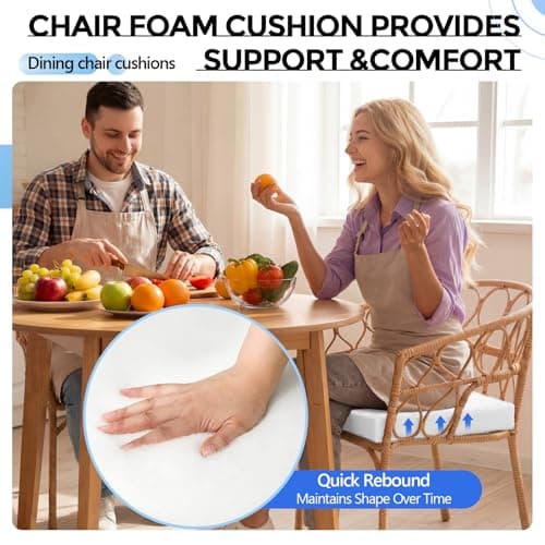 Sieral 4 Pack 18"x18"x2" Chair Foam Cushion Replacement, Upholstery Foam High Density Chair Seat Pad with Polyester, Firm Square Insert for Dining Chairs & Couch, Easy to Cut