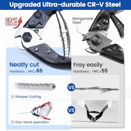 Cut up to 5/32"(4mm) Wire Ropes and Cables, For Cable Railing & Bicycle Brake Repair & Other DIY Projects, Neatly Cutting Muzata Cable Cutter for Cutting up to 5/32" Wire Ropes and Cables CR12 B06XCX2LL7