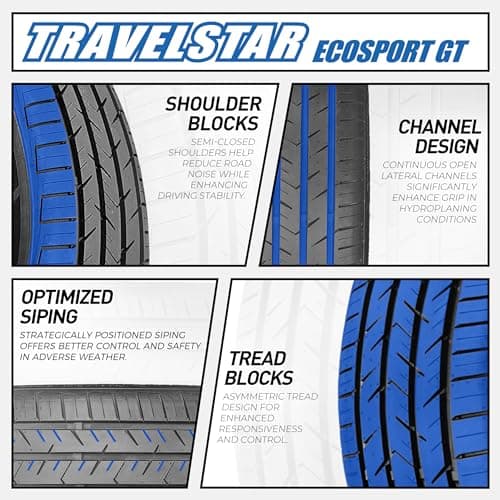 Set of 2 (Two) Travelstar Ecosport GT Ultra High-Performance 245/50R20 All Season Passenger Tire Set 245/50/20 245/50R20 102V Dual Tread Design for Sports Cars & Luxury Sedans[TIRE ONLY]