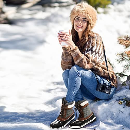 DREAM PAIRS Women's Snow Winter Boots Mid Calf Waterproof Duck Warm Outdoor Winter Boots Shoes