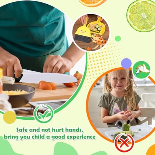 14PC Montessori Toy Safe Kitchen Knife Set for Toddler, Kids Knife Set for Real Cooking with Cutting Board, Gift for 3-12 Year Old Girl Boy Bithday Chistmas, Little Chef Cooking Tool for Kid Age 3-12