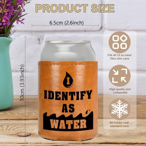 White Elephant Gifts for Adults Leather Can Cooler for Men Christmas Stocking Stuffers Gifts for Dad From Daughter Son Fathers Day Birthday Gag ldeas Funny Retirement Gift Tactical Koozie