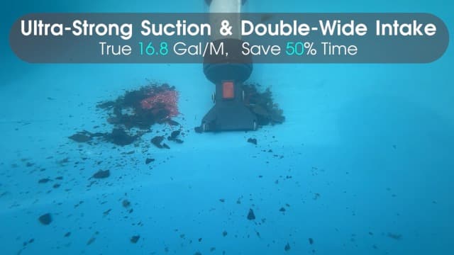 Cordless Heave Duty Pool Vacuum-True Powerful Suction 16.8 GPM, 60M Run-time, 25µm Ultra Fine Mesh Filter, Handheld Rechargeable Hot Tub Cleaner with Poles for Above Ground&Inground Pool