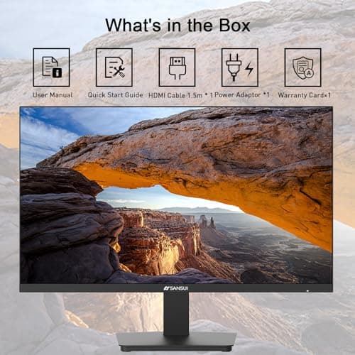 SANSUI Monitor 24 Inch 100Hz PC Monitor, HDMI VGA Ports VESA Mount, FHD Computer Monitor Ultra-Slim Ergonomic Tilt Eye Care for Home Office (ES-24F2, HDMI Cable Included)