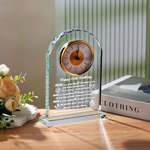 Movdyka 60th Birthday Gifts for Women Men - Crystal Clock Gifts Personalized 1964 60 Year Old Birthday Present for Her Him - Happy 60th Birthday Gifts Ideas for Mom Dad Unique
