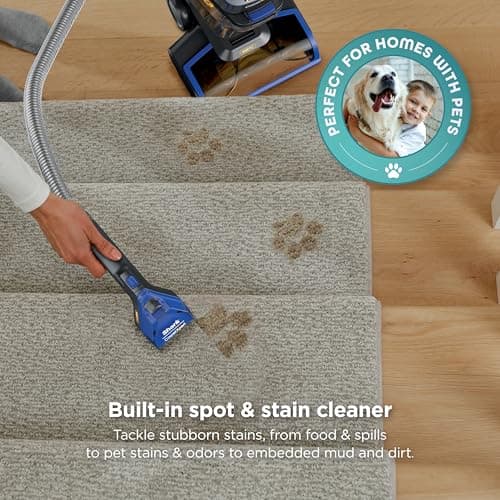 Shark CarpetXpert HairPro Upright Carpet, Area Rug & Upholstery Cleaner with Spot & Stain Remover, Perfect for Pets, Carpet Shampooer, 2 Cleaning Tools, Pet Cleaning Solution, Cobalt, EX251BRN