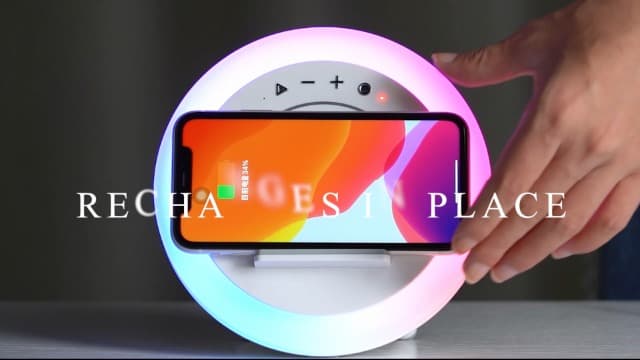 Bluetooth Speaker with Lights, Wireless Charging Speaker, Best Birthday Gift Ideas Teenage,Applicable for Bedroom/Teen Girl Gifts/Please use The Original Adapter(5W Wireless Charging)