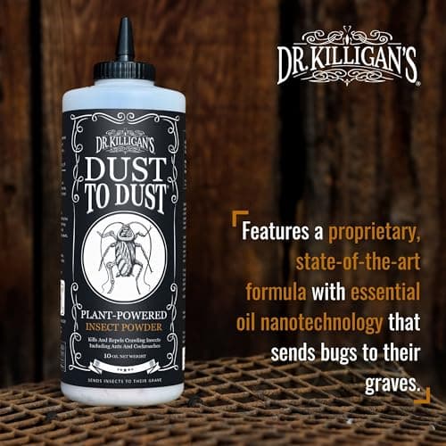 Dr. Killigan's Dust to Dust Powder - Diatomaceous Earth Alternative - Insect Killer for Indoor & Outdoor Use - Removes on Contact & While You Sleep, Protects up to 6 Months (10 oz)