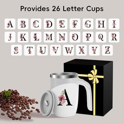 Initial Magnetic Stirring Coffee Mug Stainless Insulated Travel Cup Women Xmas Birthday Ideas Gift New Step Bonus Mom Daughter Son Law Unique Who Have Good Special Busy Useful Adult Custom Present,S