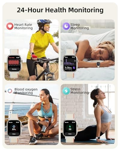 Parsonver Built-in GPS Smart Watch for Women Men with Bluetooth Calling, GPS Fitness Activity Tracker 100+ Sport Modes, Heart Rate Sleep Monitor, Waterproof Pedometer for Android & iPhone(Two Bands)