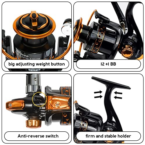 Summer and Centron Spinning Reels, 12 +1 BB Light Weight & Ultra Smooth Reel for Ice/Summer 3000/1000 Fishing Reel by QINGLER