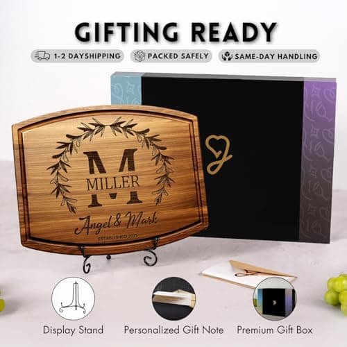 Personalized Wedding Gifts for Couples 2025, Custom Walnut Cutting Board for Kitchen, Personalized Bridal Shower, Best Wedding Registry and Engagment Gift