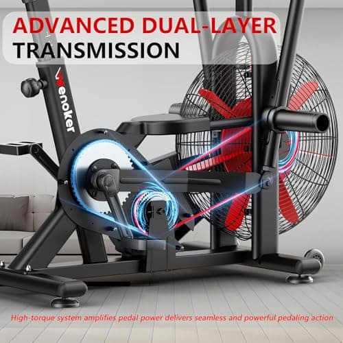 Air Bike, Wenoker Exercise Bike Air Resistance Stationary Bike for Home, Indoor Bike with Dual Action Handlebars, APP Connection Customizable Monitor