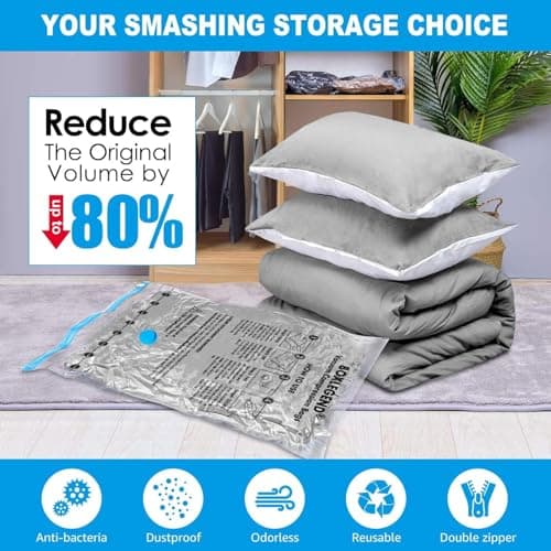 BoxLegend Vacuum Storage Bags with Large Size Hand Pump 8 Jumbo 31.5’’x39.37’' Thickened Vacuum Seal Bags for Clothing Space Saving Vacuum Pack Storage Bags for Pillow Comforters Bedding