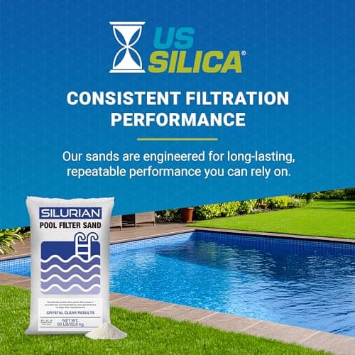 U.S Silica Silurian 20-Grade Silica Quartz Filter Sand for Pool Pump System, 50 lb Bag - White Filtration Media for Crystal Clear and Cleaner Water in Inground & Above Ground Swimming Pools