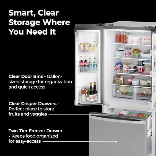 Kenmore 4675525 30' French Door Refrigerator with Freezer - Accela Chill, Ice Maker, Adjustable Glass Shelves, ENERGY STAR Certified, 17.5 cu. ft. Capacity - Fingerprint Resistant Stainless Steel