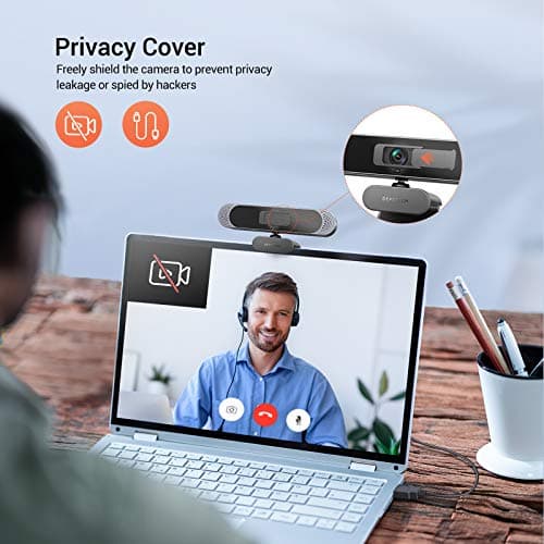 DEPSTECH 4K Webcam, DW49 HD 8MP Equipped with Sony Sensor Autofocus Webcam with Microphone, Privacy Cover, Plug Play USB Computer Web Camera for Pro Streaming/Online Teaching/Video Calling/Zoom/Skype