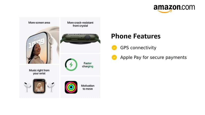 Apple Watch Series 7 (GPS, 41mm) Midnight Aluminum Case with Midnight Sport Band, Regular (Renewed)